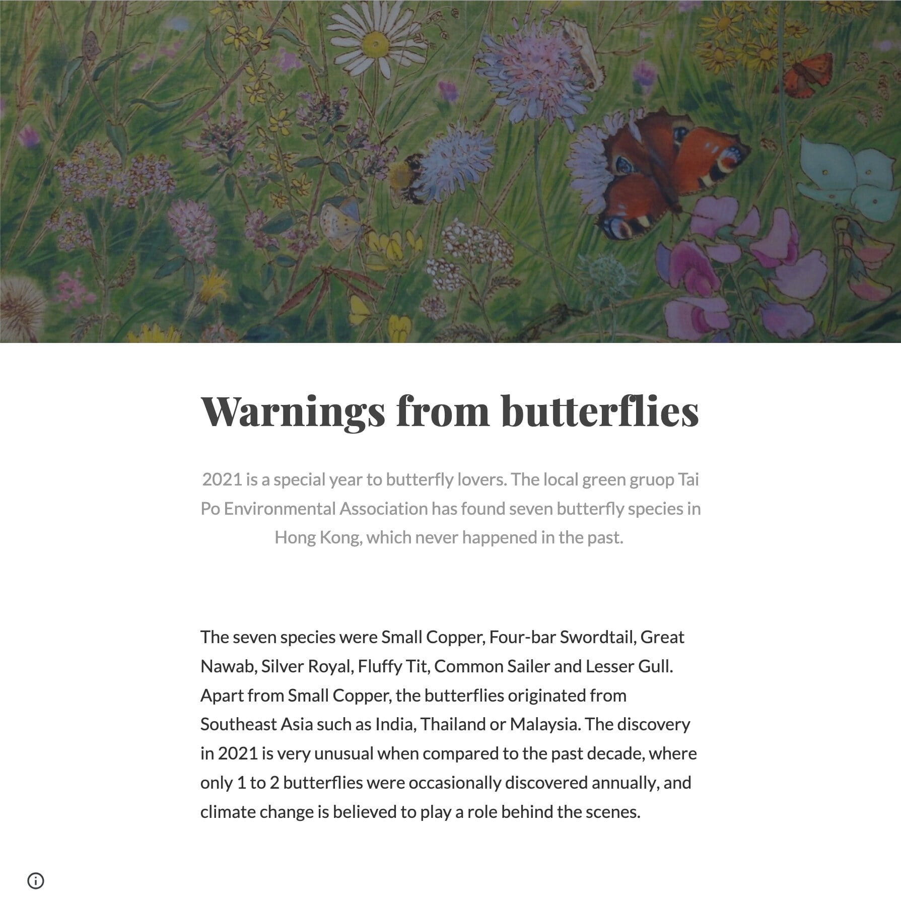 Warnings from Butterflies